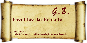 Gavrilovits Beatrix névjegykártya